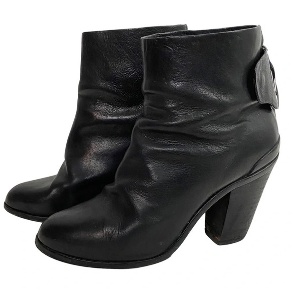 Rag & Bone Kerr Ankle Boots Womens 38.5 US 8 - 8.5 Black Leather Heeled Shoes - Picture 3 of 12